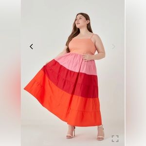 NWT English Factory Color Block Spaghetti Maxi